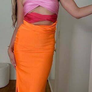 Pink and Orange Two-Tone Dress